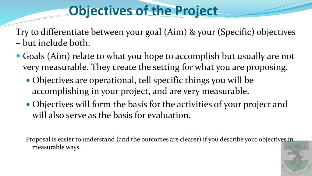 objectives of the project