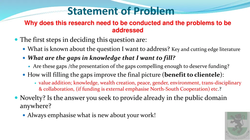 statement of problem why does this research need