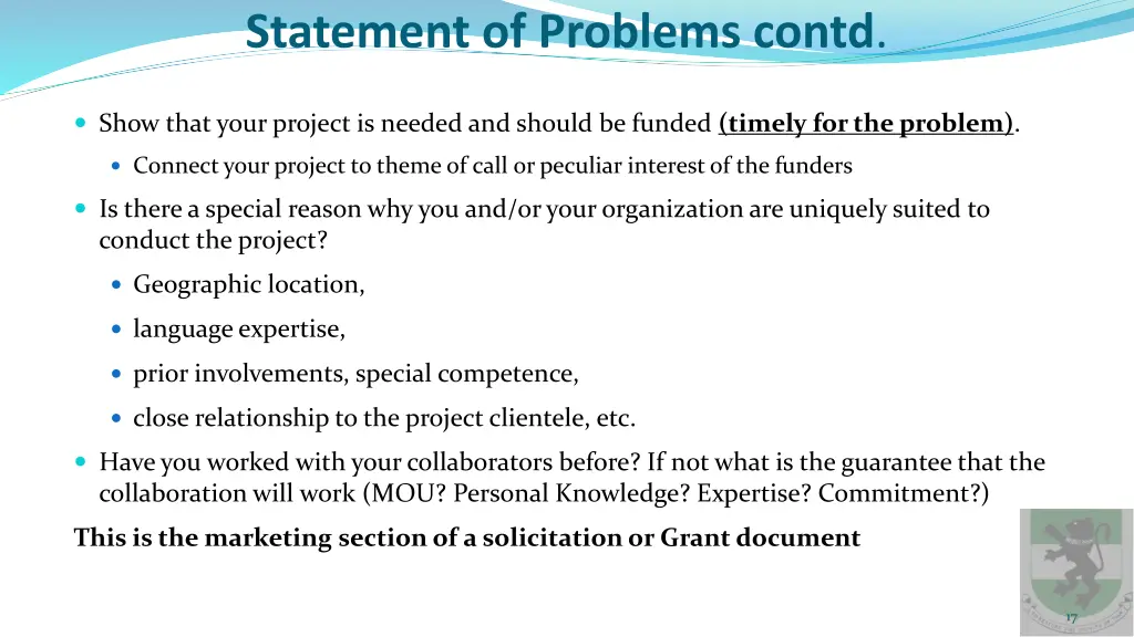 statement of problems contd 1