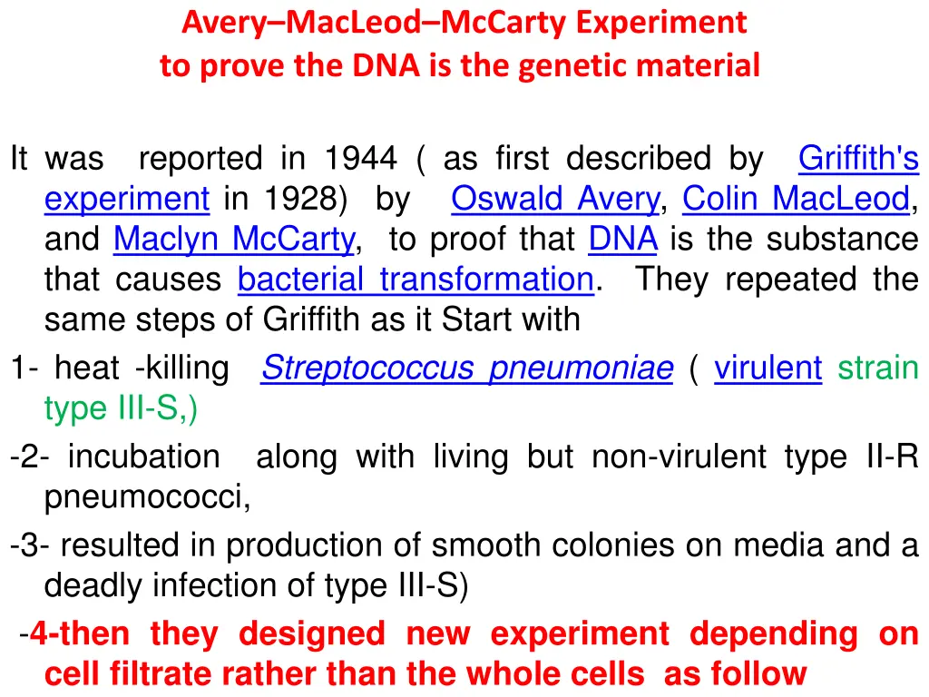 avery macleod mccarty experiment to prove