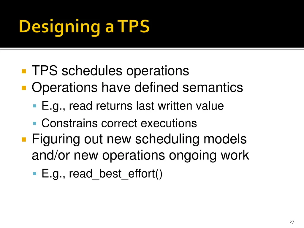tps schedules operations operations have defined