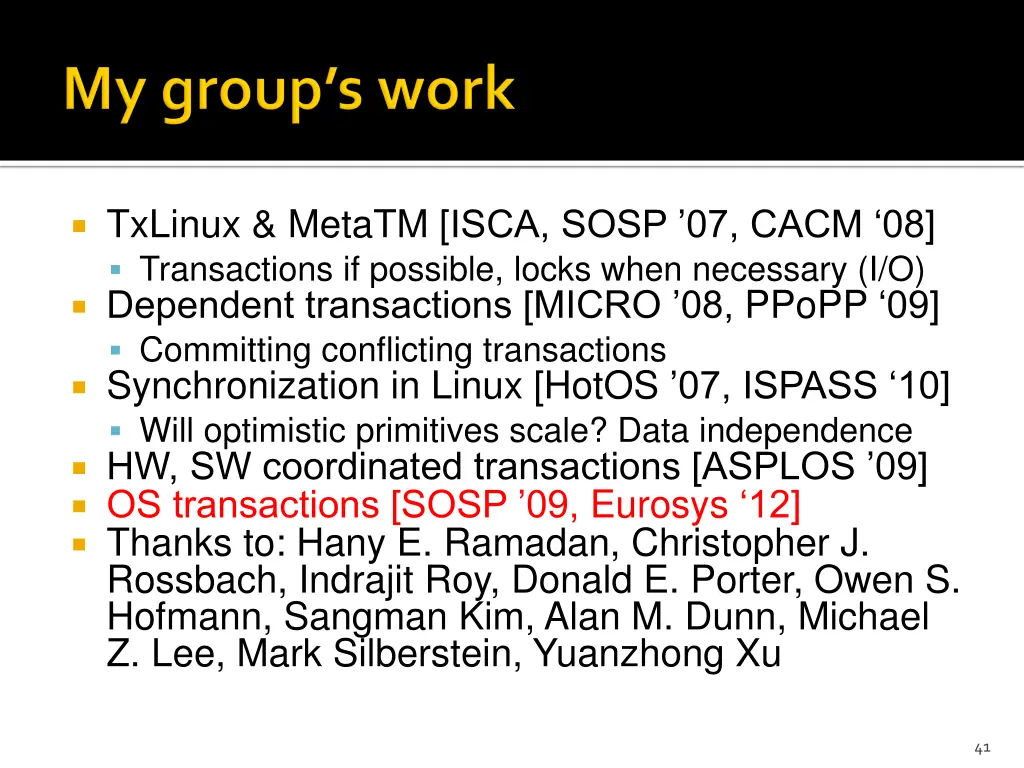 txlinux metatm isca sosp 07 cacm 08 transactions