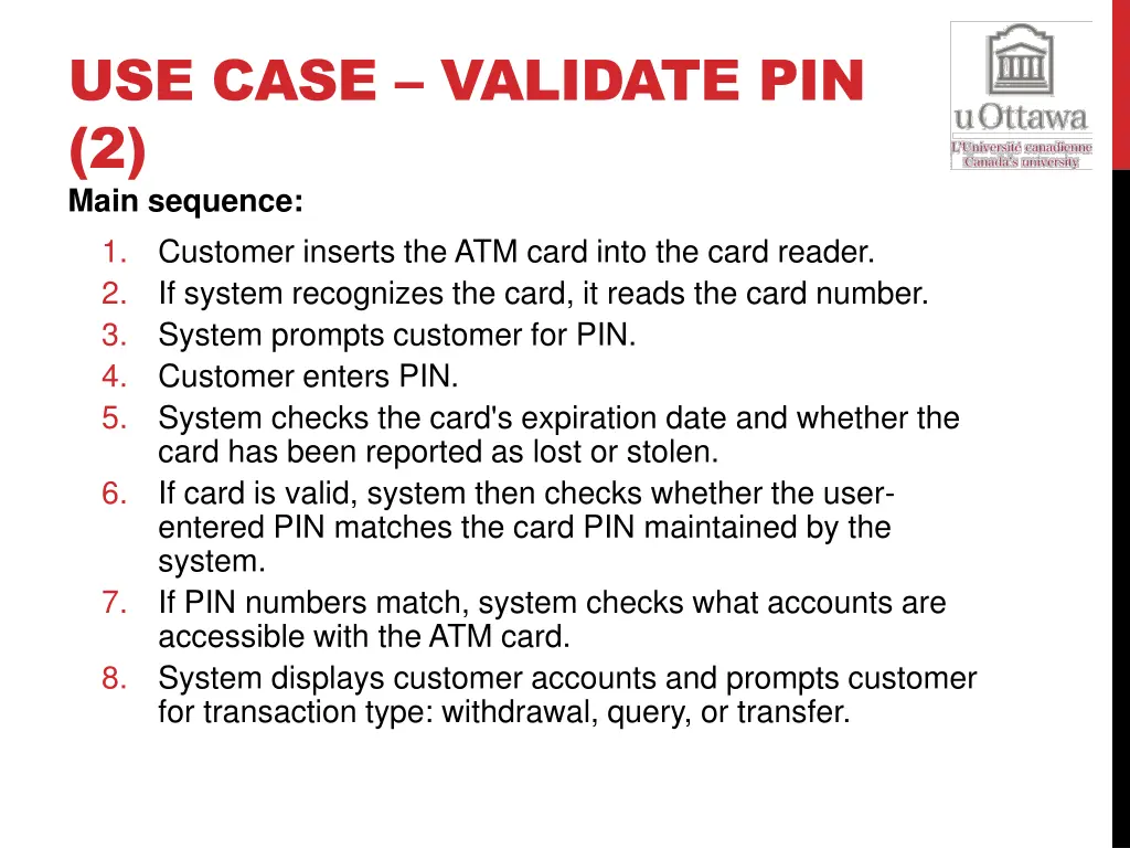 use case validate pin 2 main sequence 1 customer