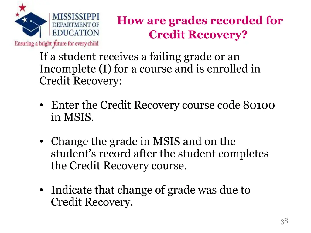 how are grades recorded for credit recovery