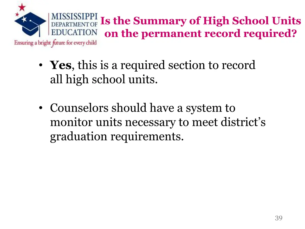 is the summary of high school units