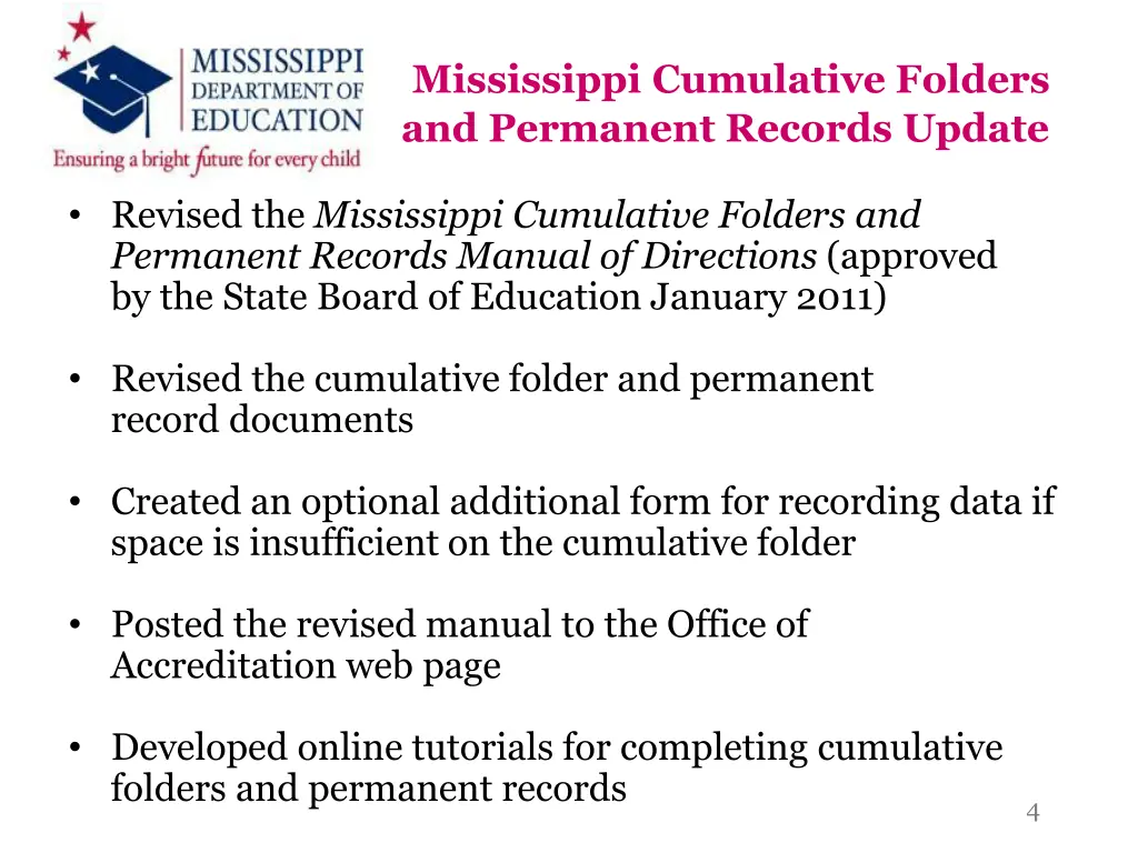 mississippi cumulative folders and permanent