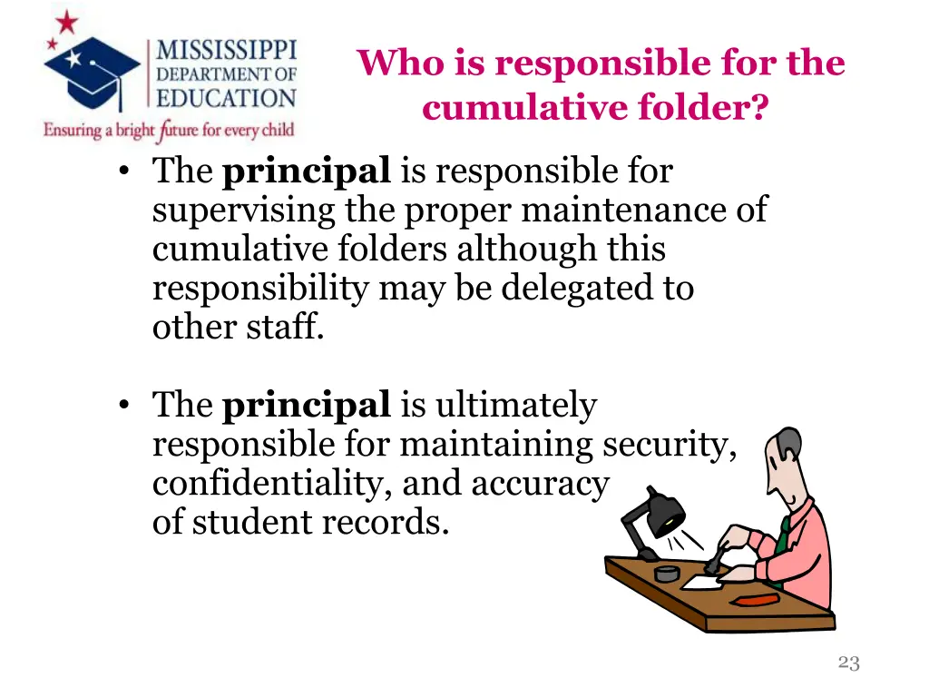 who is responsible for the cumulative folder