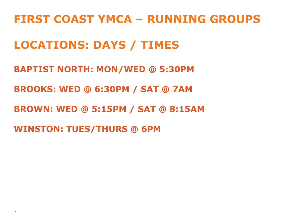 first coast ymca running groups