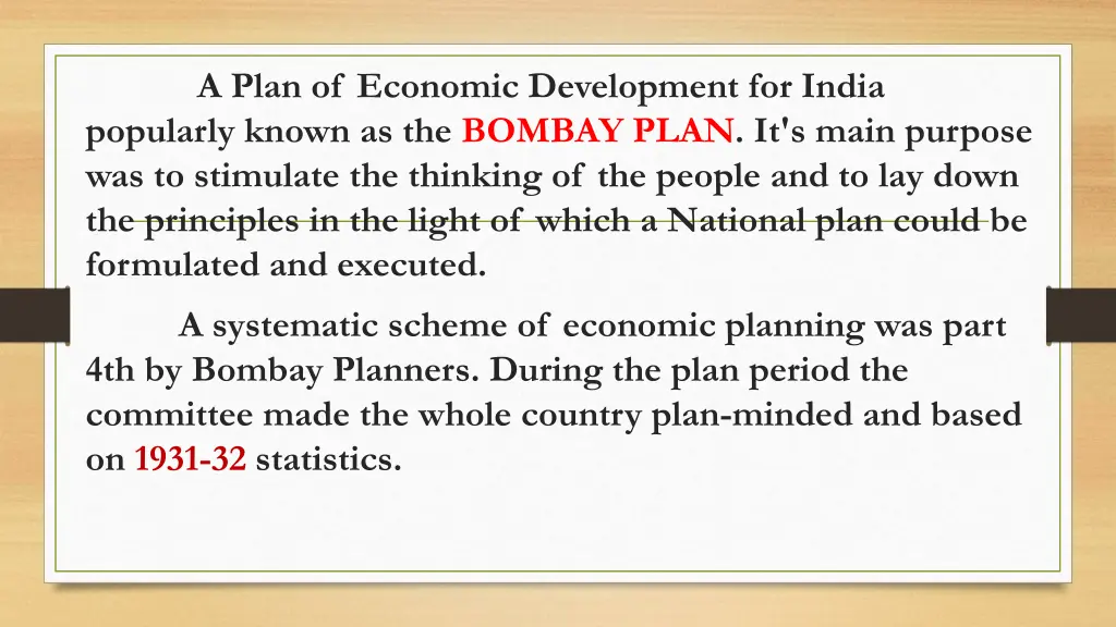 a plan of economic development for india