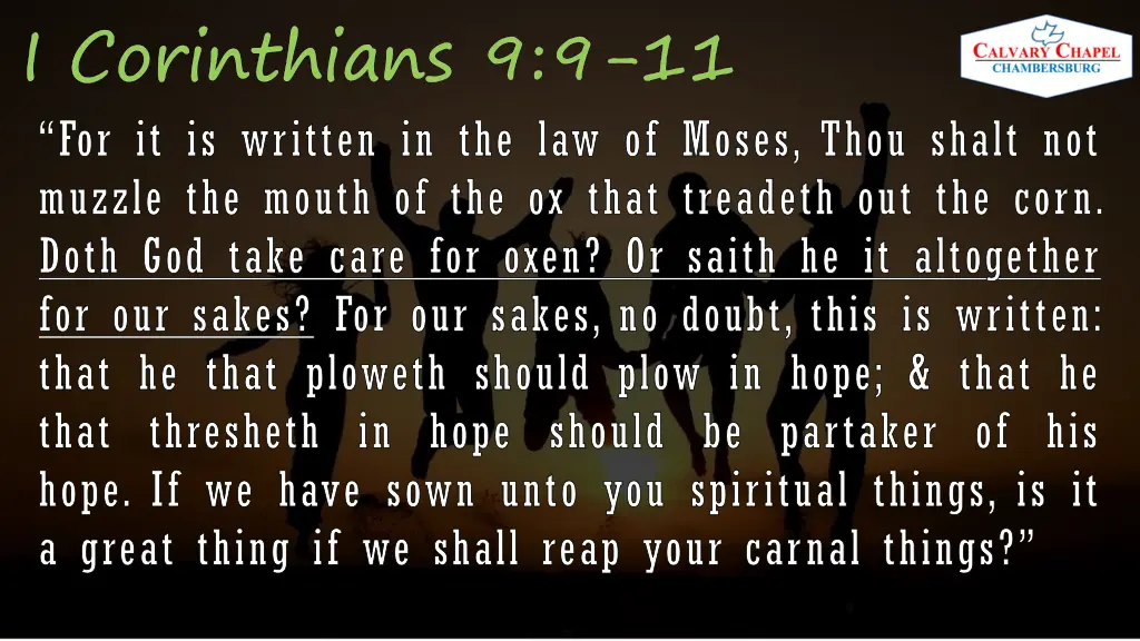 i corinthians 9 9 11 for it is written