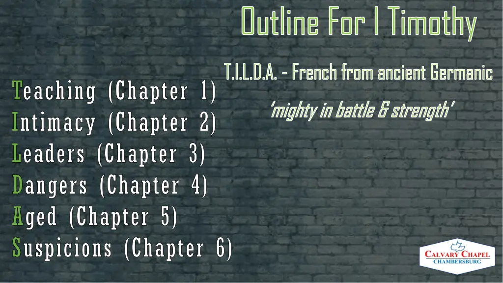 outline for i timothy