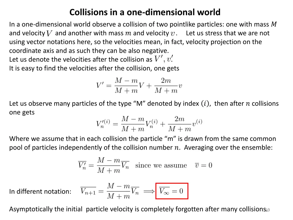 collisions in a one dimensional world