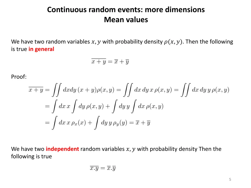 continuous random events more dimensions mean
