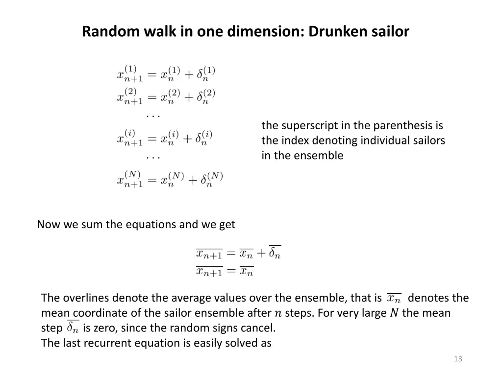 random walk in one dimension drunken sailor 3