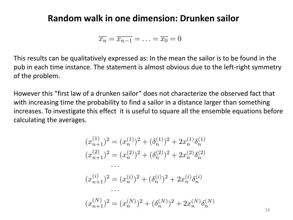 random walk in one dimension drunken sailor 4