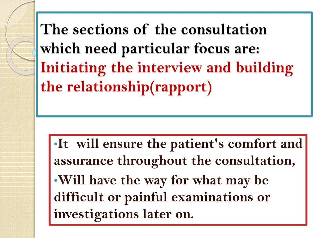 the sections of the consultation which need
