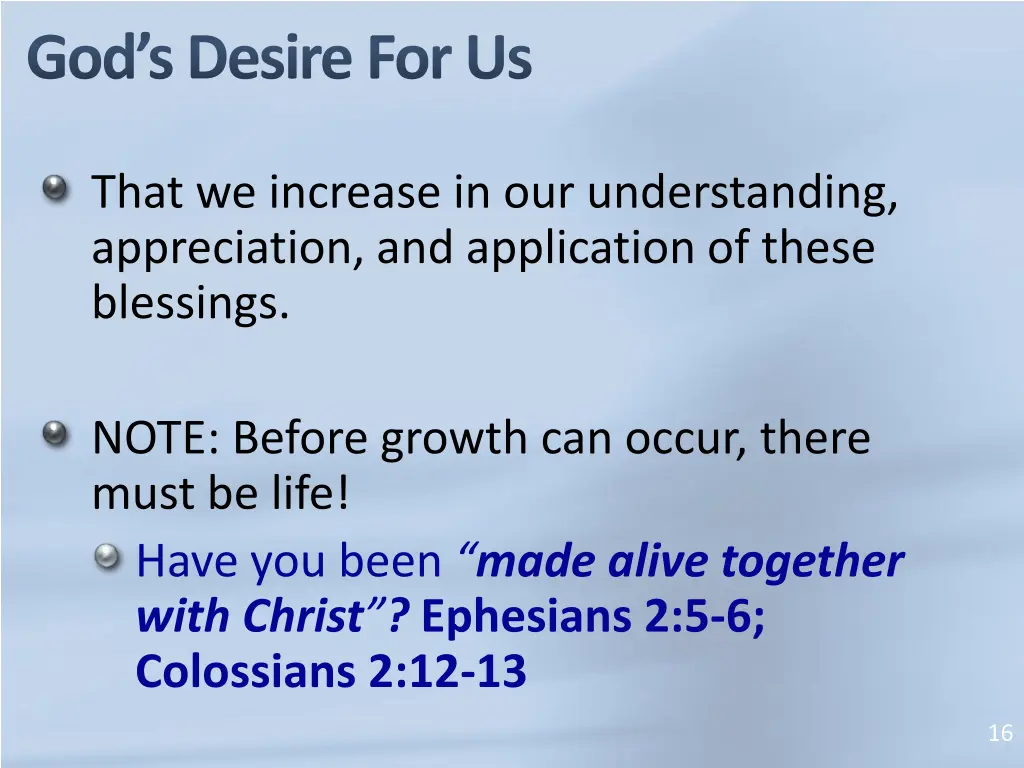 god s desire for us
