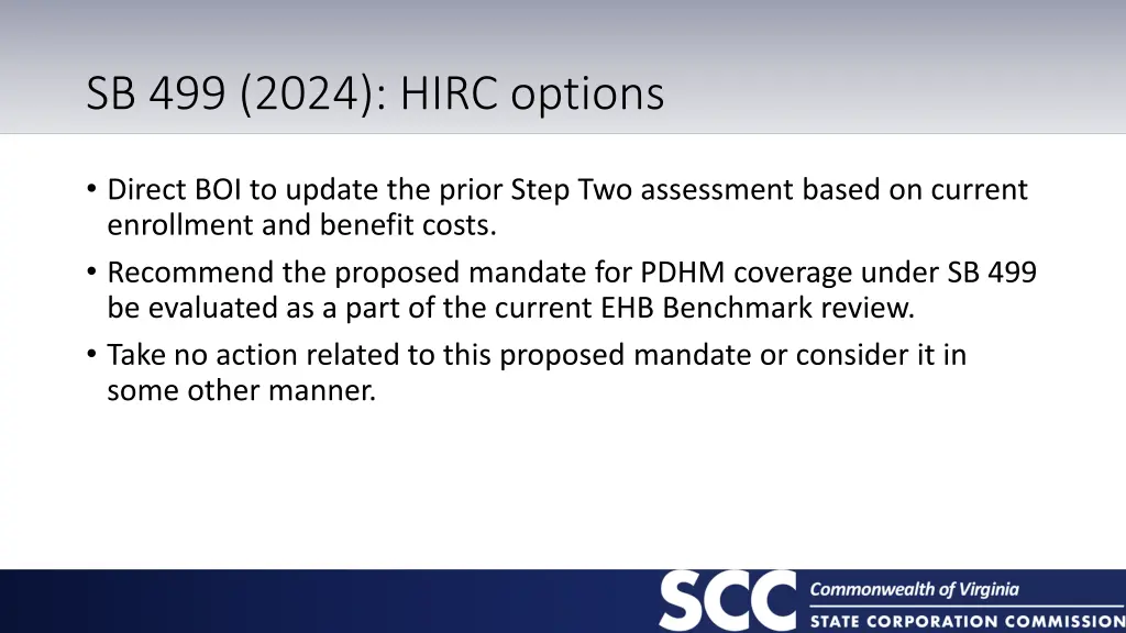 sb 499 2024 hirc options