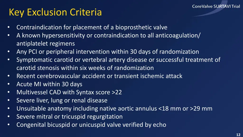 key exclusion criteria