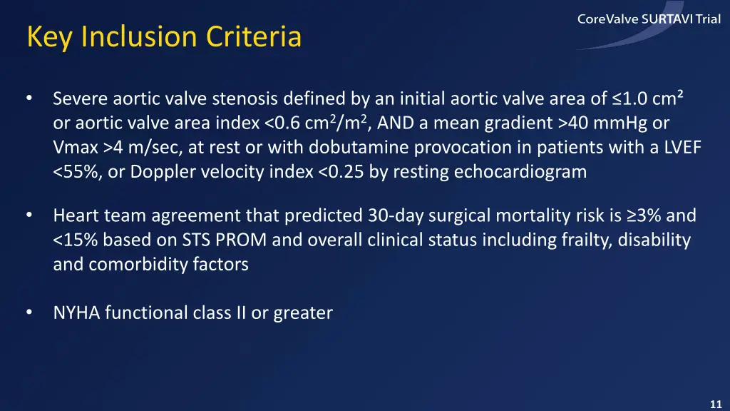 key inclusion criteria