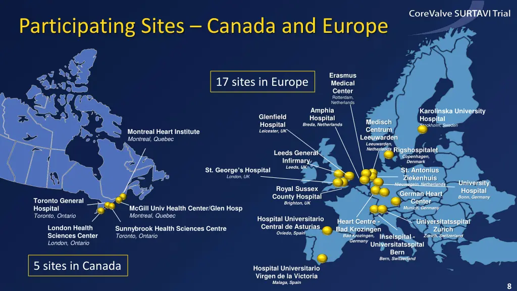 participating sites canada and europe