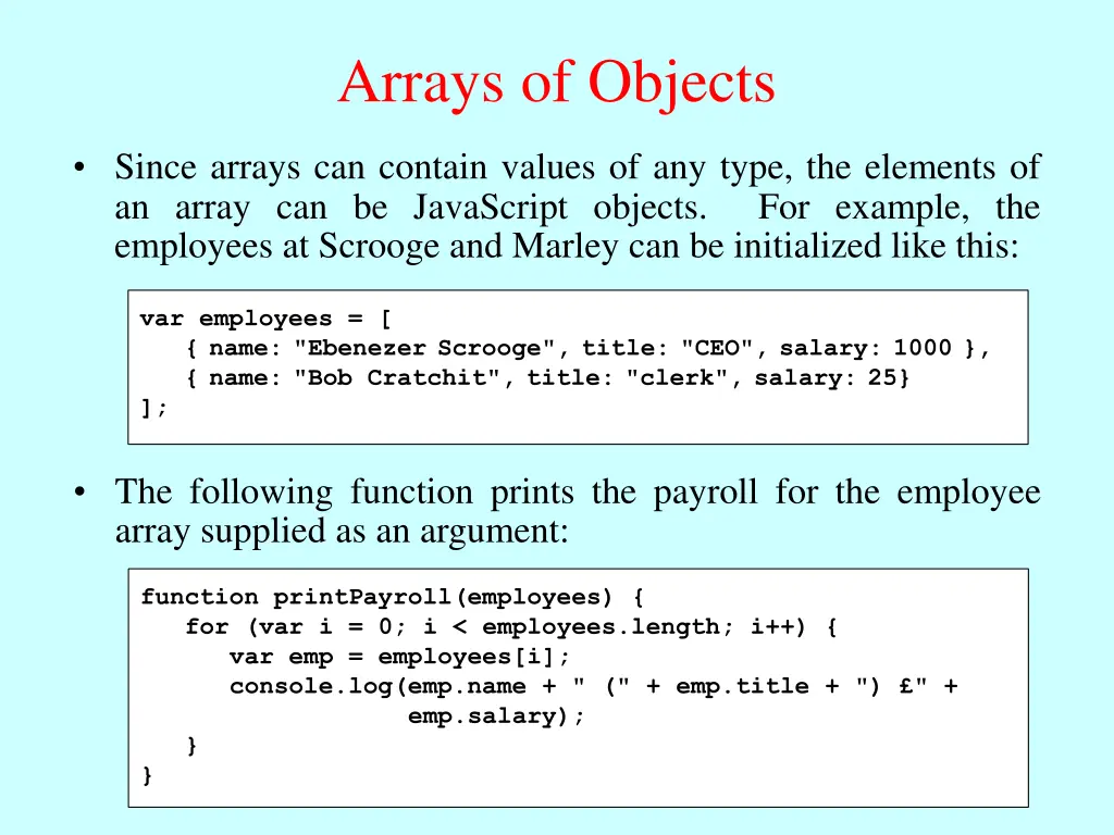 arrays of objects