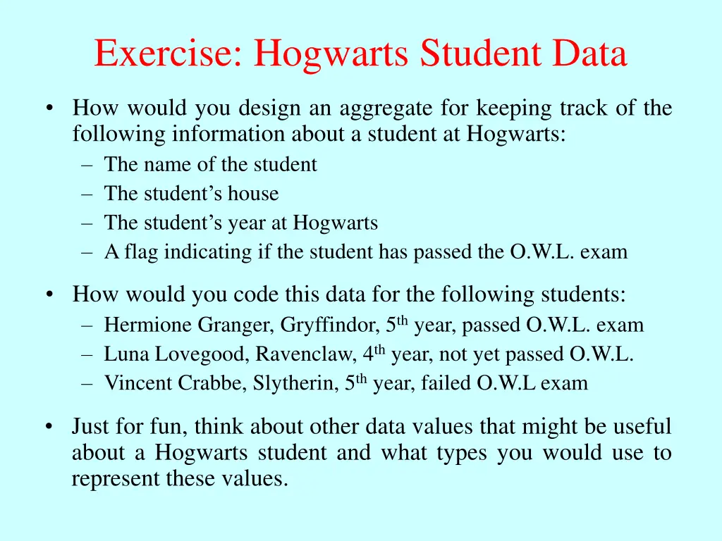 exercise hogwarts student data