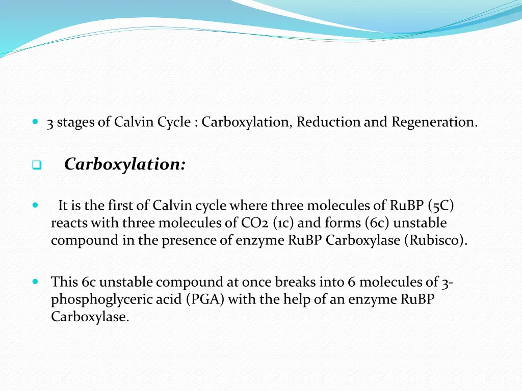 3 stages of calvin cycle carboxylation reduction