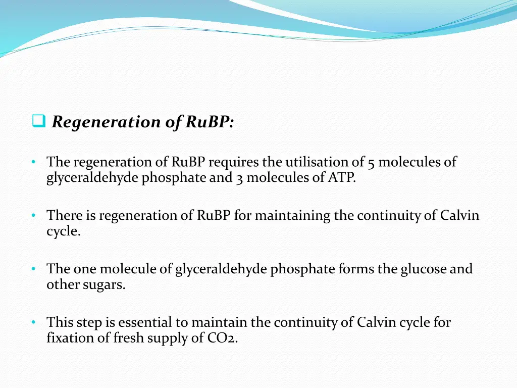 regeneration of rubp