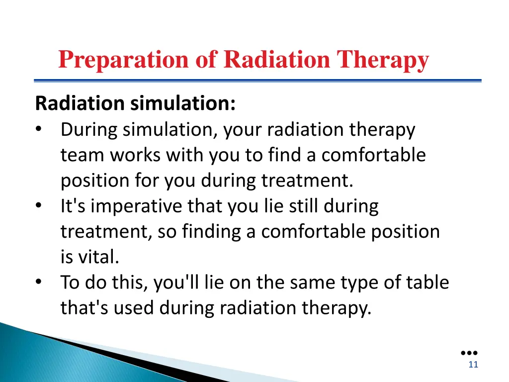 preparation of radiation therapy