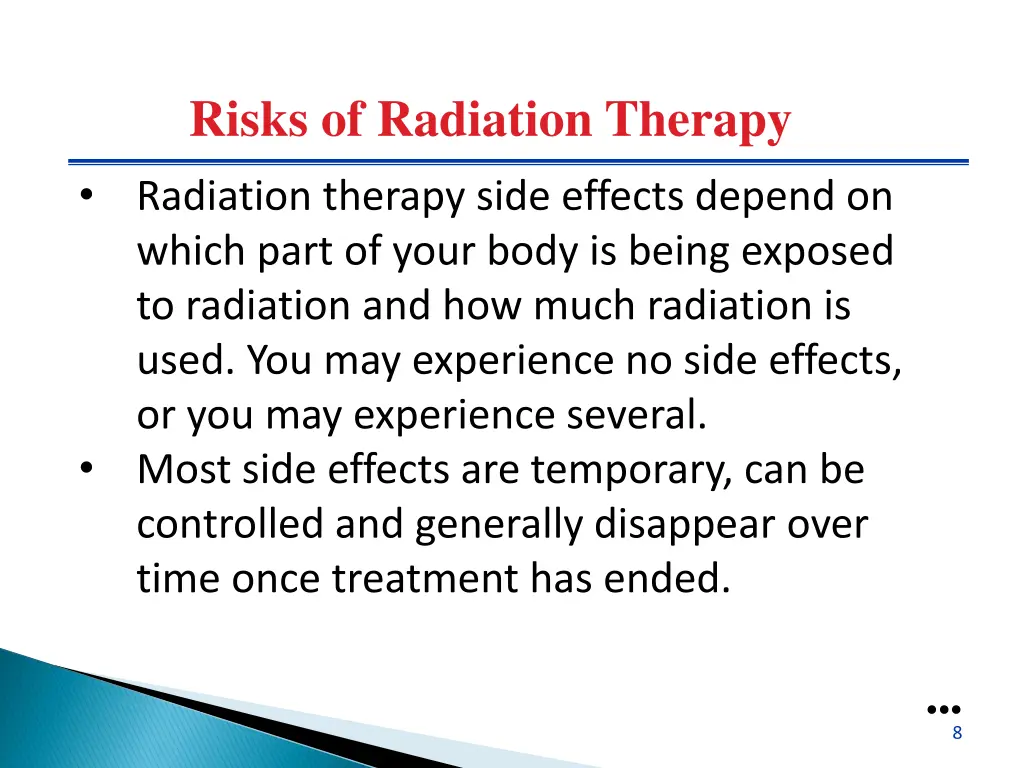 risks of radiation therapy