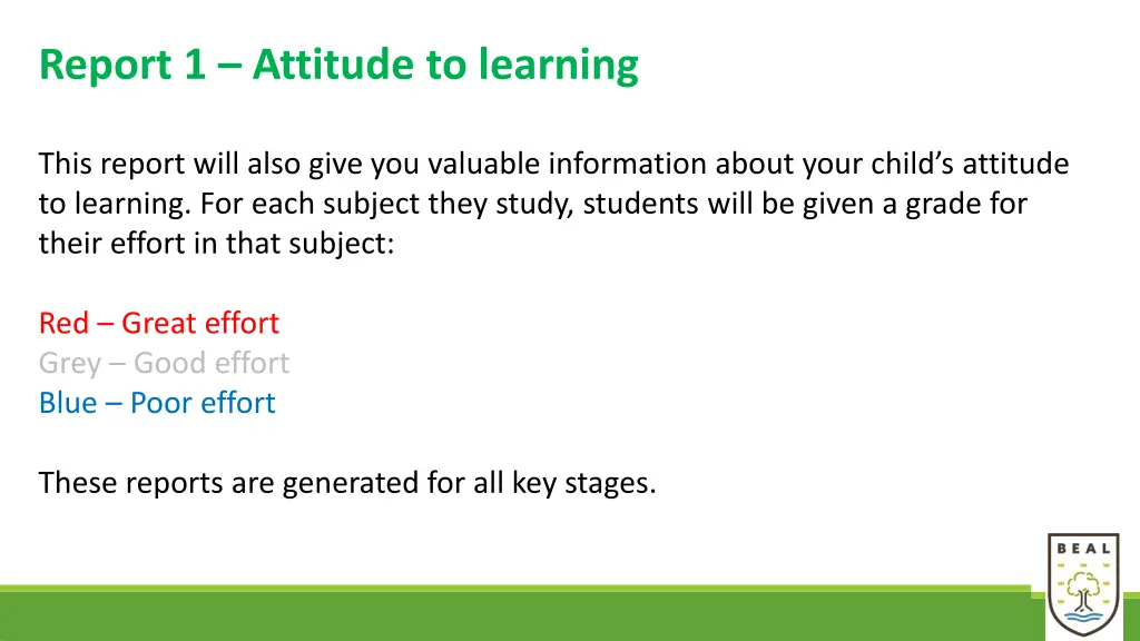report 1 attitude to learning 1