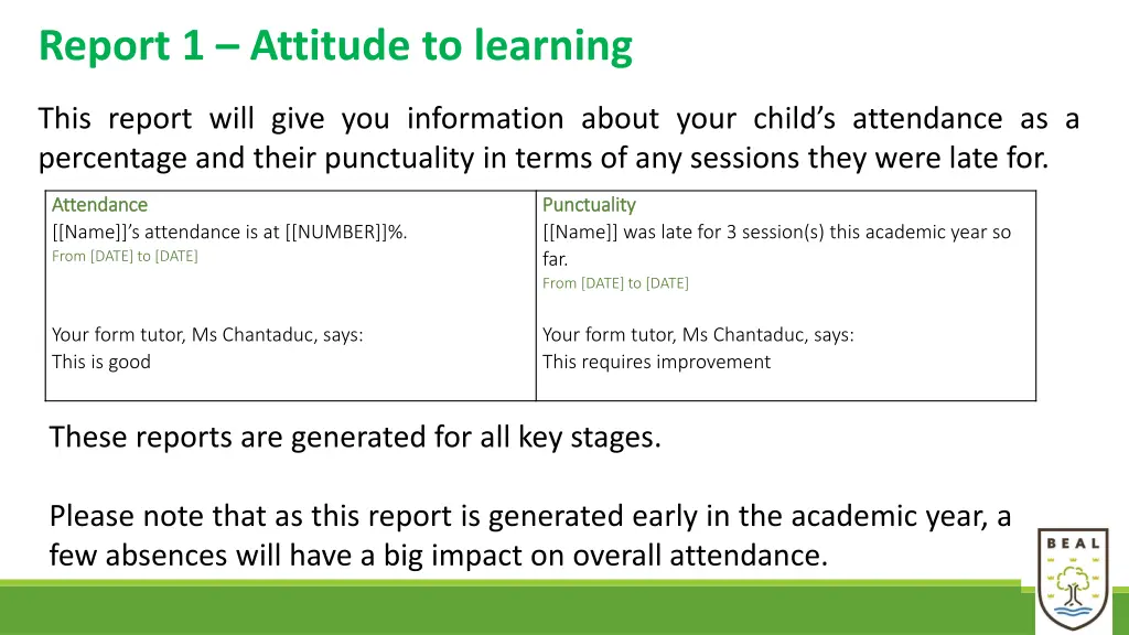 report 1 attitude to learning
