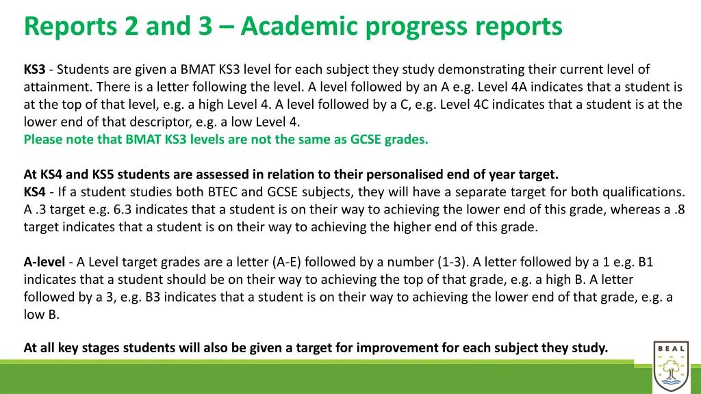 reports 2 and 3 academic progress reports