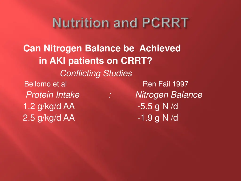 can nitrogen balance be achieved in aki patients