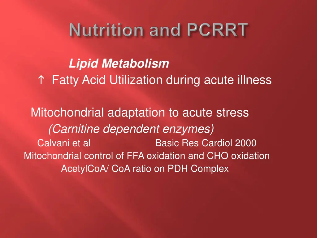 lipid metabolism fatty acid utilization during