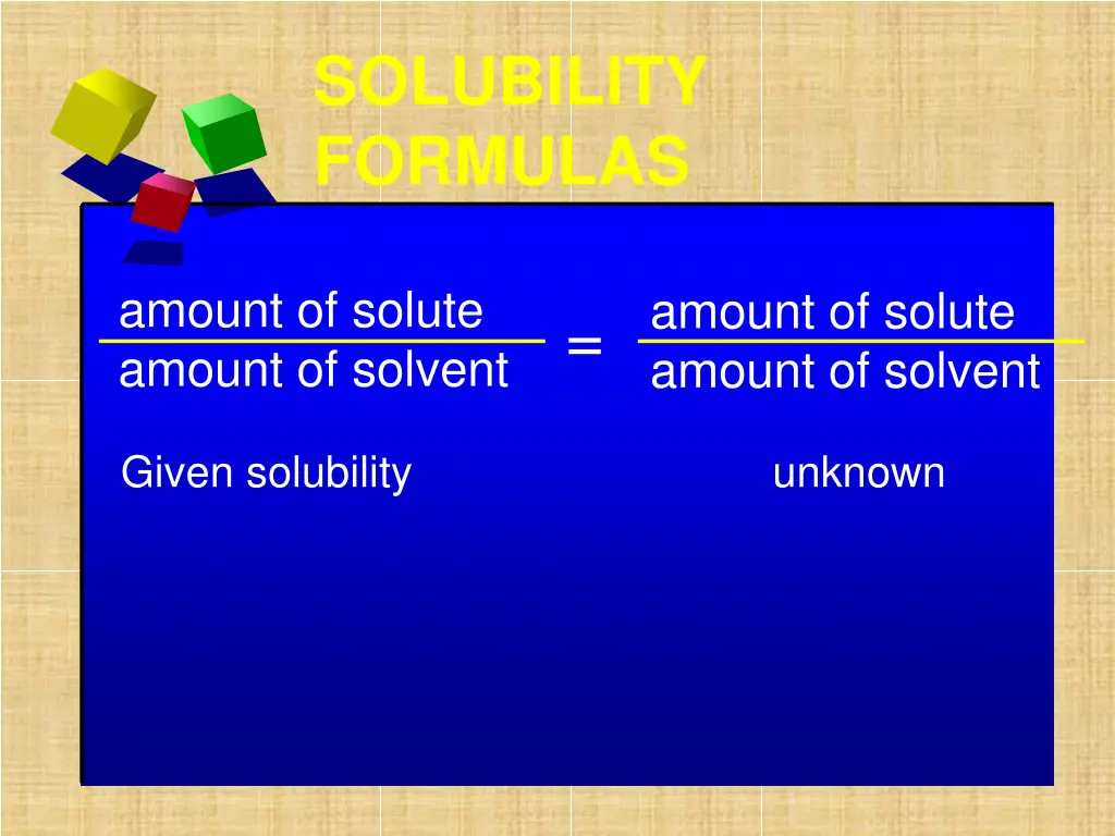 solubility formulas