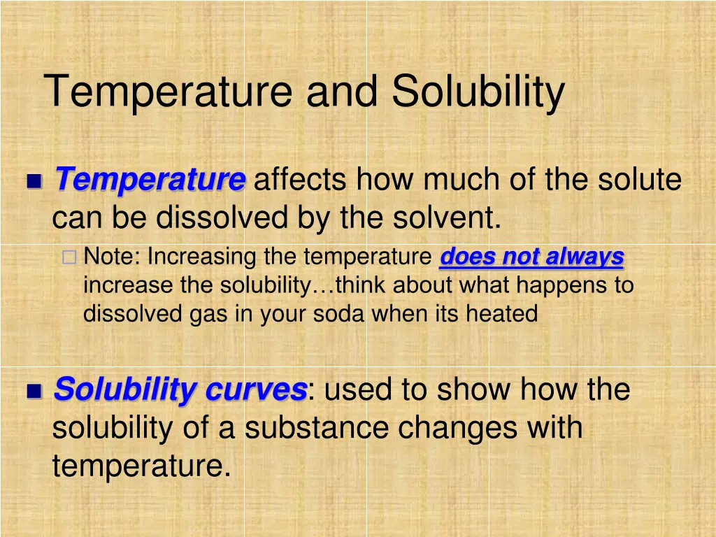 temperature and solubility