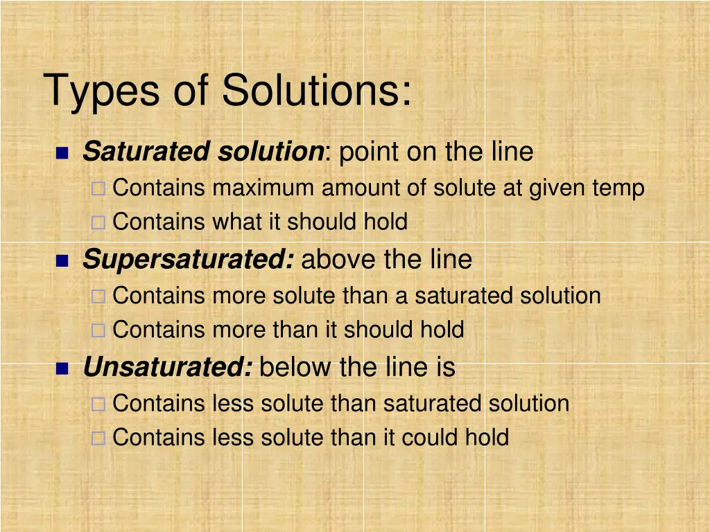 types of solutions