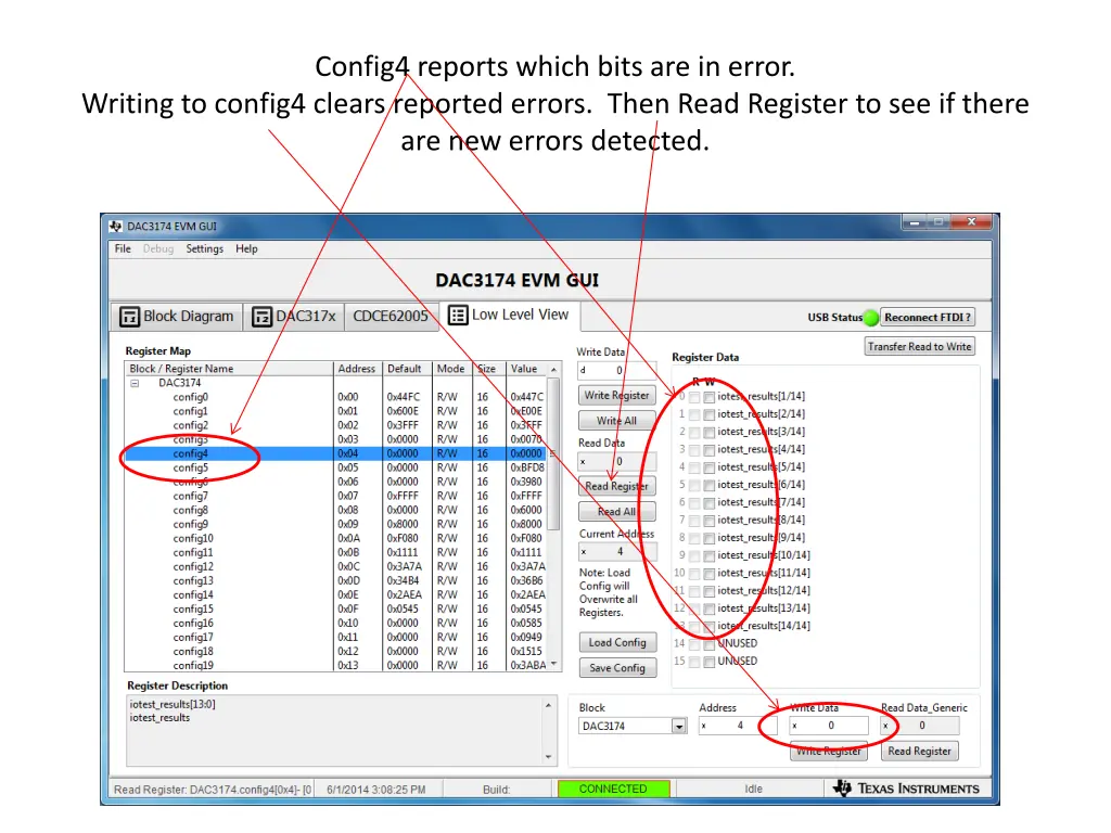 config4 reports which bits are in error writing