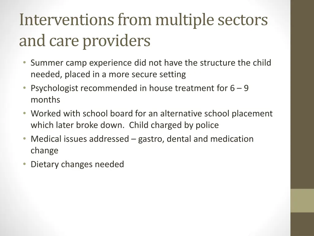 interventions from multiple sectors and care 1