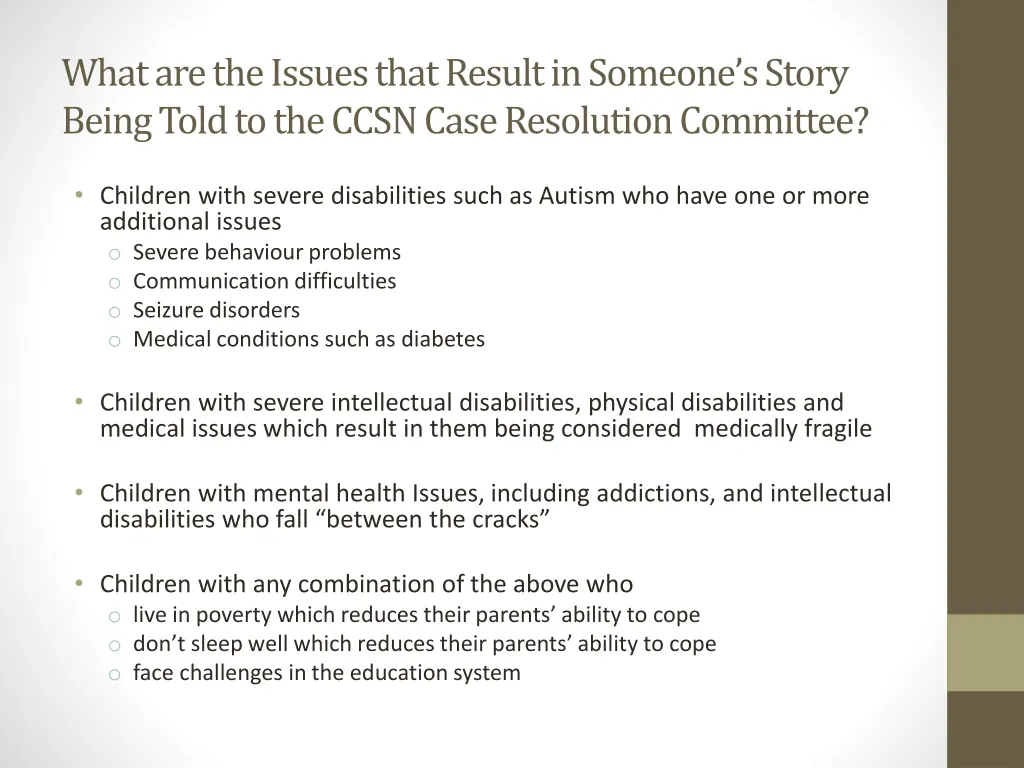 what are the issues that result in someone 1