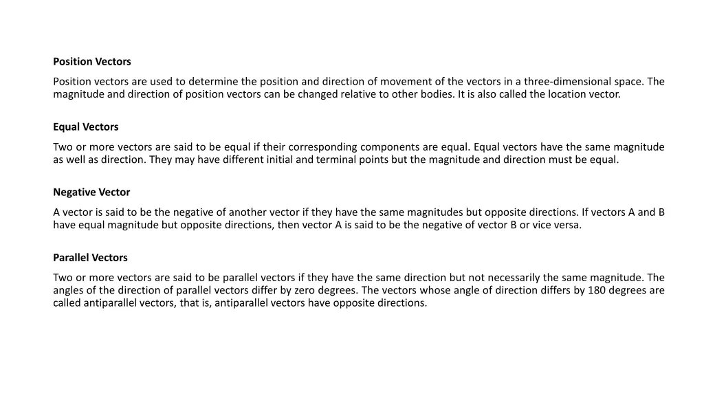 position vectors