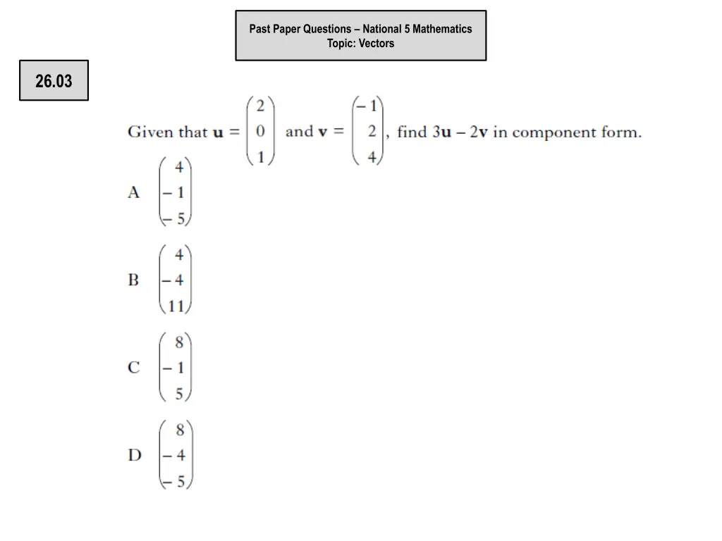 past paper questions national 5 mathematics topic 1