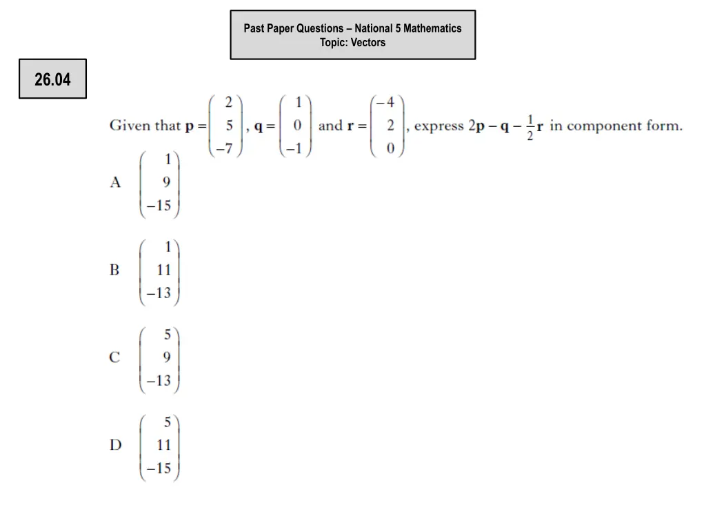 past paper questions national 5 mathematics topic 2
