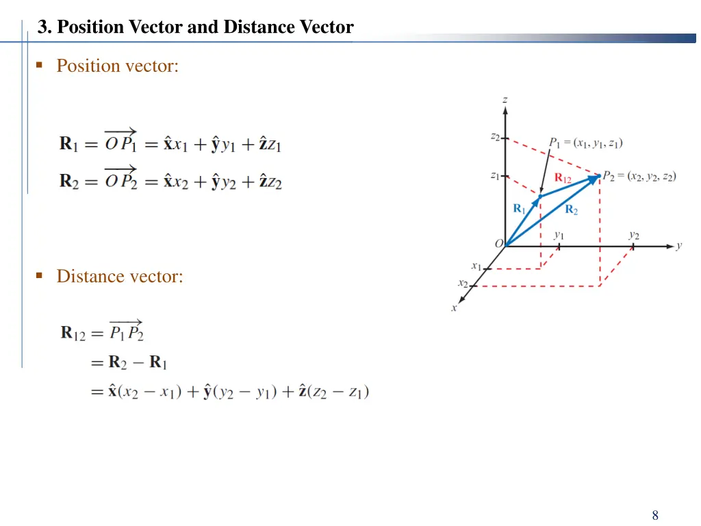 3 position vector and distance vector