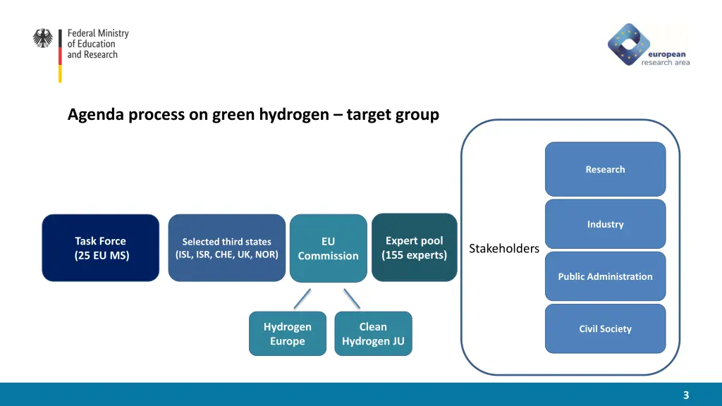 agenda process on green hydrogen target group