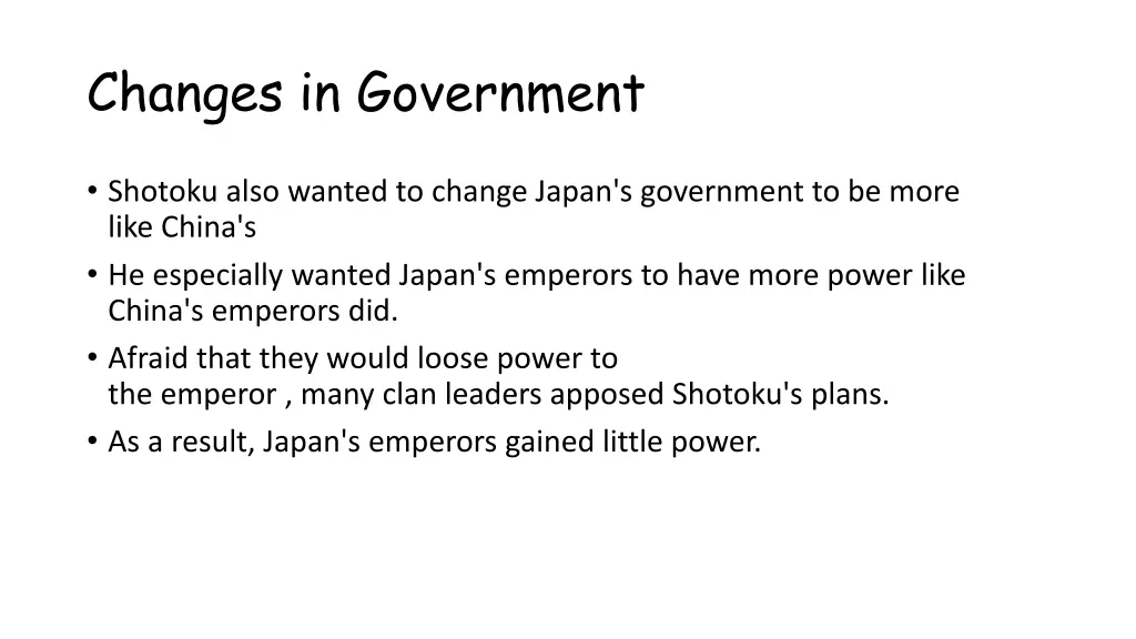 changes in government