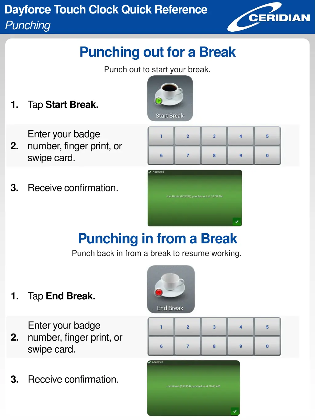 dayforce touch clock quick reference punching 2