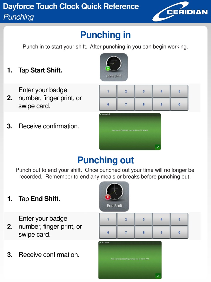 dayforce touch clock quick reference punching
